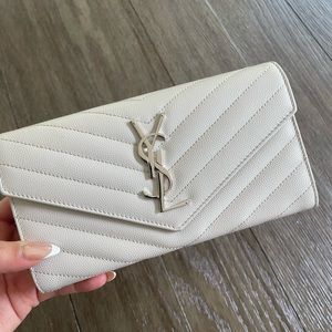 Saint Laurent Monogram flap wallet White